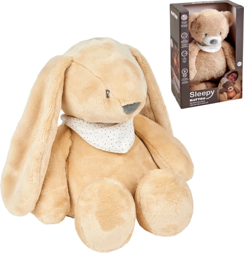 NATTOU plush sleep aid with light and cry sensor Sleepy Bunny pale brown