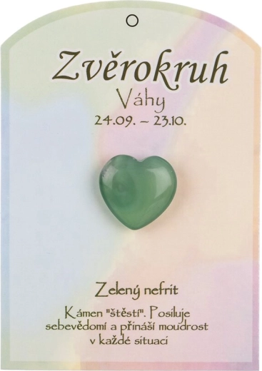 Green jade heart for the Libra zodiac sign