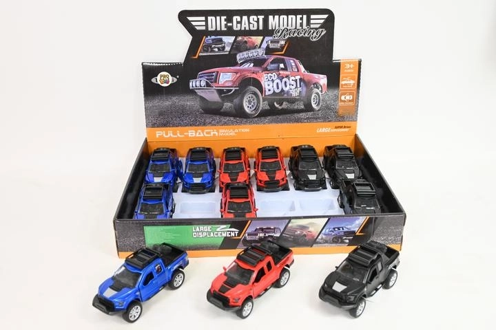Metal off-road pick-up truck 1:32 with pull-back wind-up drive