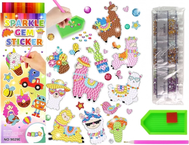 DIY teemantmosaiigi laamade kleepsukomplekt