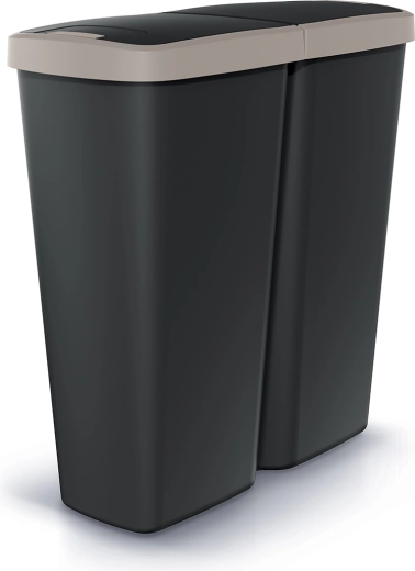 Prosperplast Compacta Q Duo prügikast 50 l – must helehalli kaanega