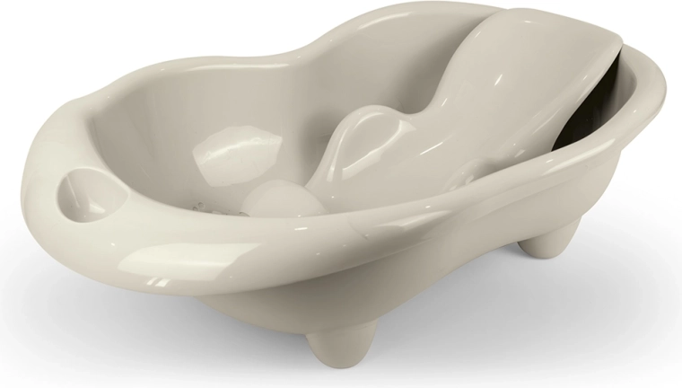 Hippo baby bathtub with bath seat, beige