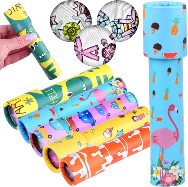Värviline pööratav kaleidoskoop lastele 15 cm – 1 tk