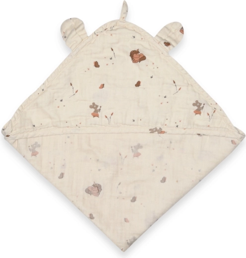 Nuuroo Danila musliinist laste kapuutsiga rätik cream unicorn