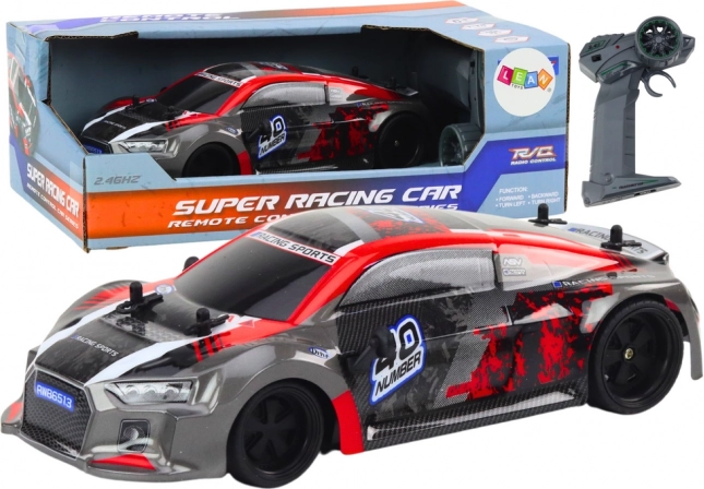 RC remote control car 1:18 rubber drift wheels red