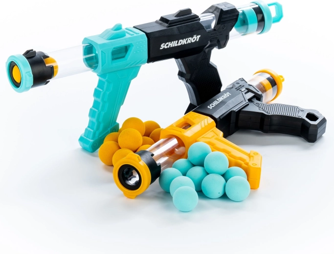 Schildkröt kahe vahupallidega tulistaja komplekt Fire Blasters