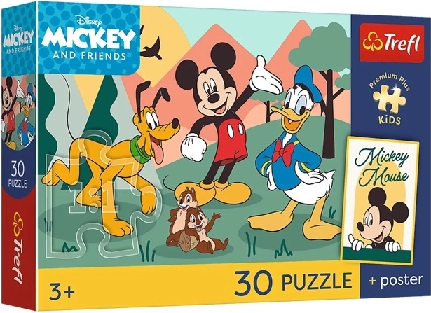 Trefl Disney Mickey ja sõbrad laste pusle 30 tükki + plakat