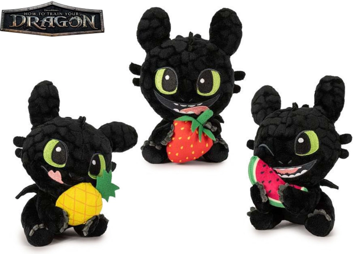 Toothless Plush Dragon with Fruit, How to Train Your Dragon, 25 cm