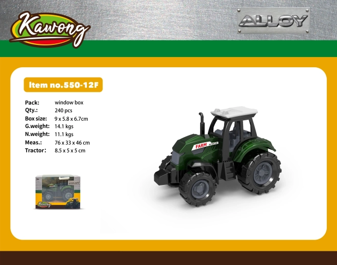 Metal tractor 8.5 cm with free-rolling wheels