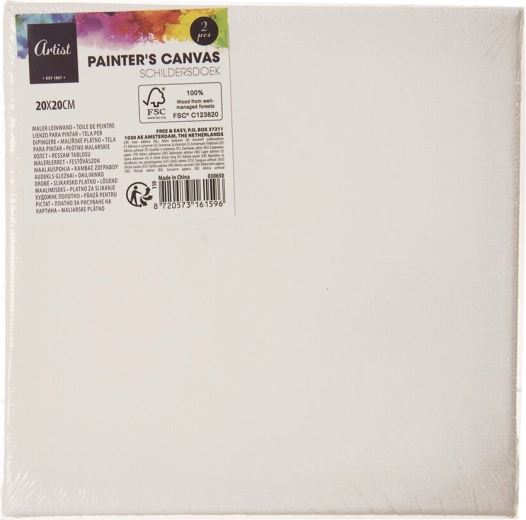 Canvas on Stretcher Frame 20 × 20 cm, 2 pcs