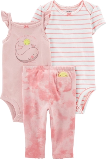 Carter's 3-osaline beebikomplekt Pink Whale – retuusid ja 2× bodi, suurus 56
