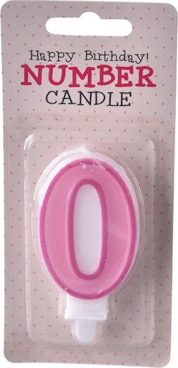 Pink Number 0 Birthday Cake Candle (7 cm)