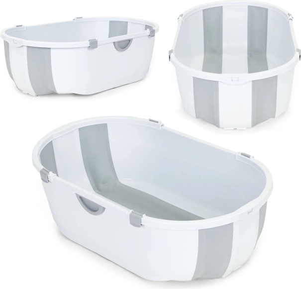 Kokkupandav beebivann tühjenduskorgiga, hall ECOTOYS