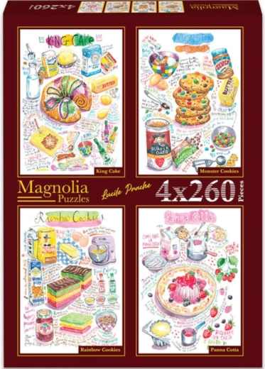 Magnolia puslekomplekt: bábovka, koletiseküpsised, vikerkaareküpsised ja panna cotta 4×260 tükki