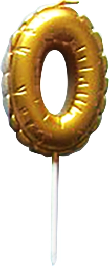 Cake candle number 0 gold 6 cm