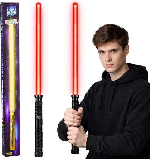 LED valgusmõõk metallist käepidemega 75 cm, heli efektidega