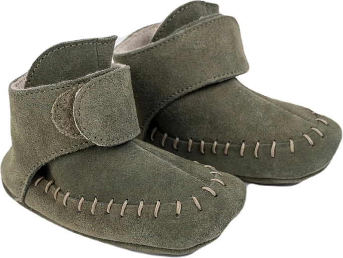 Lodger Walker leather slippers olive 6–12 months