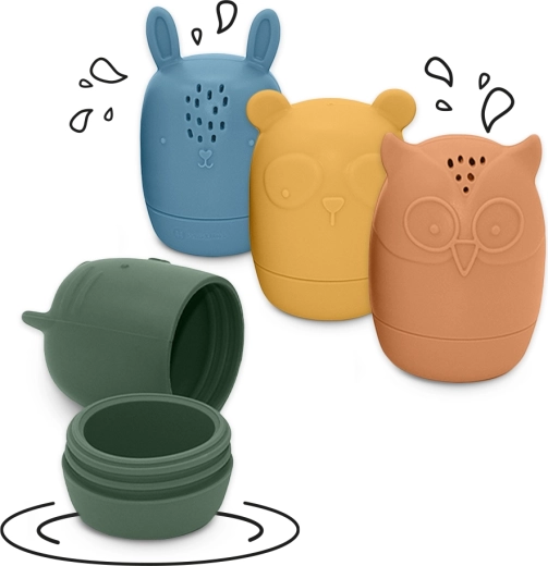 Petite&Mars Amigos Silicone Water Toys, 4 pcs, 6m+