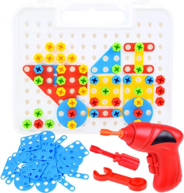 Suur konstruktorikomplekt kohvrikeses puuriga, 268 osa