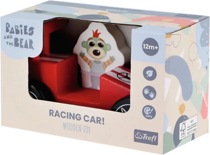 Red wooden racing car Bobaski i Miś