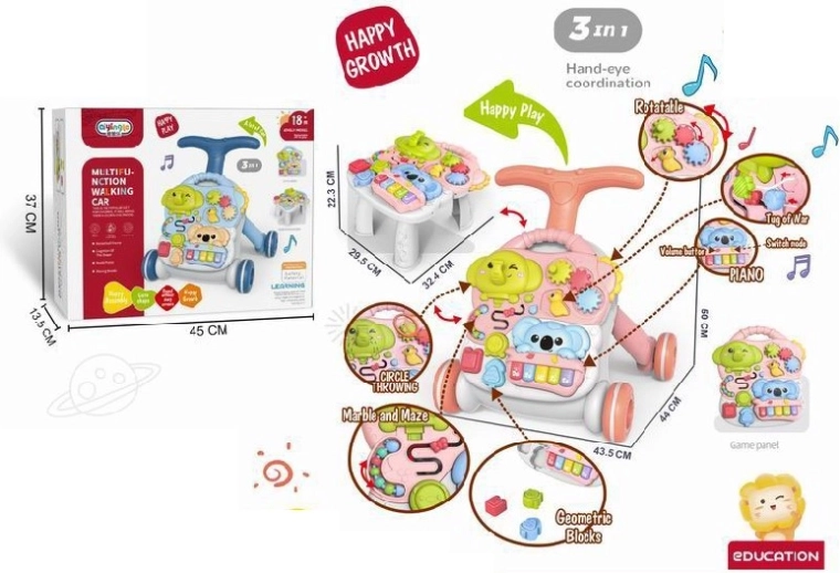 3-ühes tõukekäimistool ja hariv laud