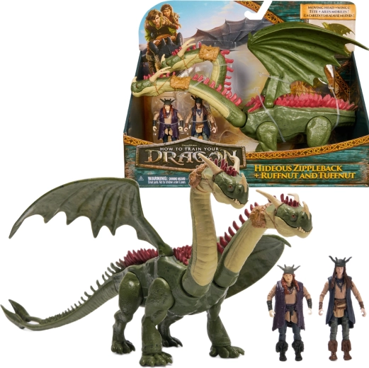 How to Train Your Dragon Two-Headed Dragon Zubohlav and Riders Rafan and Ťafan Figure Set - 3 pieces