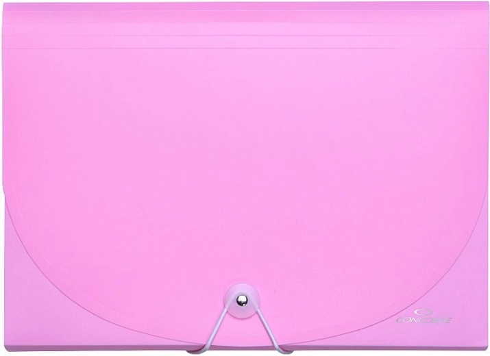 A4 Document Folder with Elastic, 7 Pockets, Pastel Pink