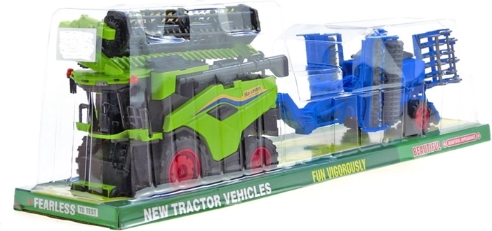 Combine Harvester with Towed Implement