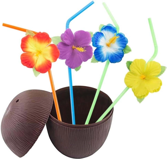 TORO plastic cup with lid and straw in the shape of a coconut 460 ml