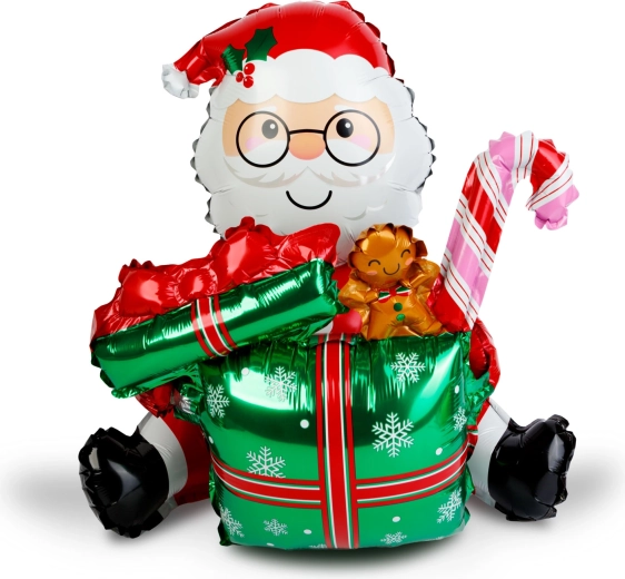 Christmas Foil Balloon Santa Claus with Gift 60 × 65 cm