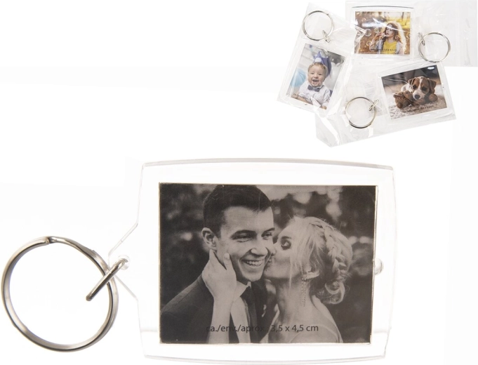 Plastic photo keychain 3.5 × 4.5 cm