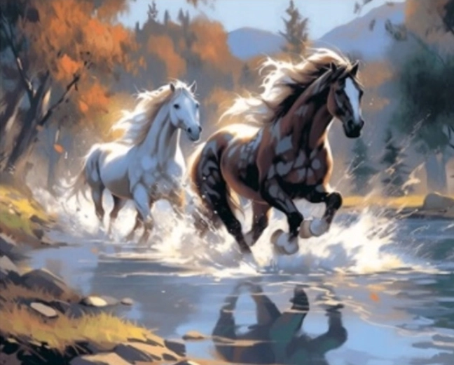 Painting by Numbers – Galloping Horses 40 × 50 cm