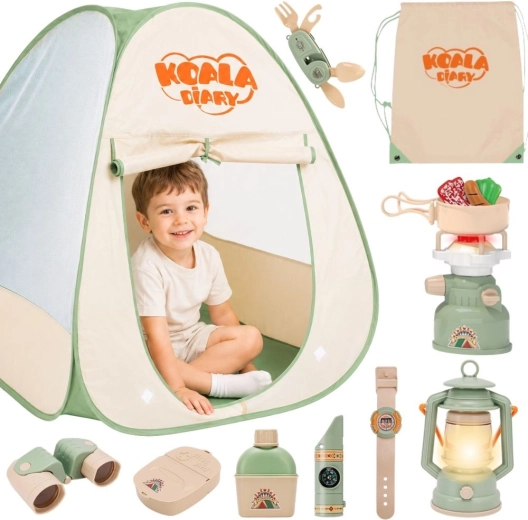 Woopie Discovery Children's Camping Set with XXL Bivouac Tent, 15 Pieces