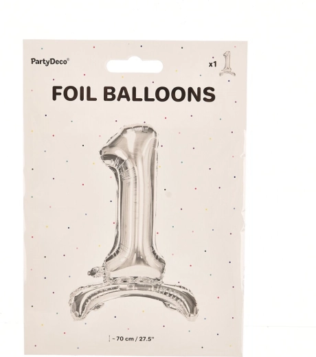 Fooliumist seisev õhupall number 1 hõbedane 70 cm