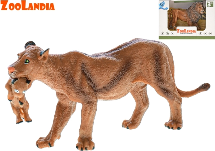 Plastic lion or lioness figure with cub ZOOLANDIA 13 cm