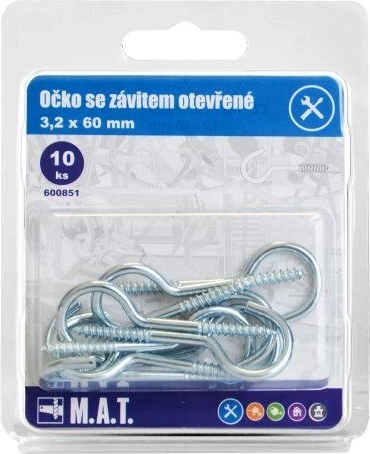 Hook with thread 60 × 3.2 mm, galvanized (10 pcs)