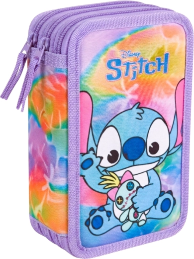 Three-tier equipped school pencil case Lilo & Stitch Stitch purple