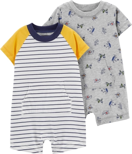 Carter’s suvine puuvillane lühikese varrukaga romper poistele, 2 tk (kollane/meresinine)