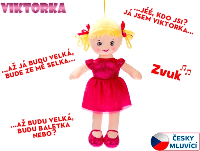 Kaltsunukk Viktorka 32 cm, räägib ja laulab, tumeroosa