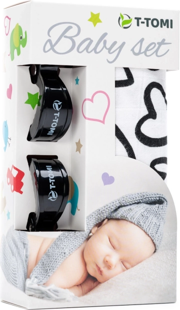 T-Tomi bambuskomplekt mustade südametega