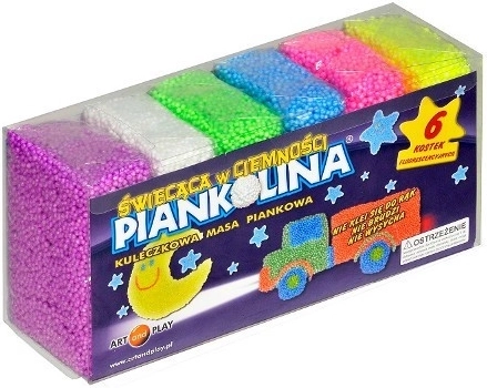 Glow-in-the-dark modeling foam Piankolina – set of 6 colors