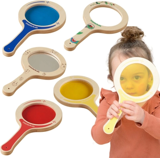Masterkidz set of 5 wooden paddles with colored lenses and magnifier