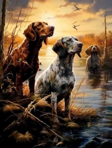 Paint by Numbers Dogs in the Wetlands 40 × 50 cm NORIMPEX