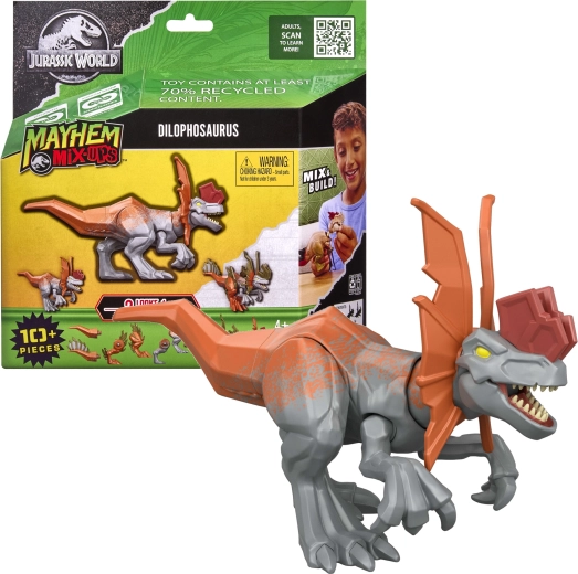 Mattel Jurassic World Mayhem Mix-Ups dilofosauruse figuur 2 in 1