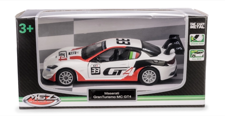 Auto mudel Maserati GranTurismo MC GT4 1:43 tagasitõmbeajamiga