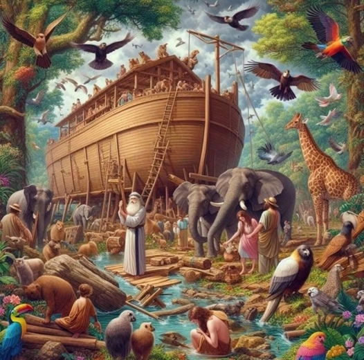 Diamond Painting – Building Noah's Ark 30 × 40 cm