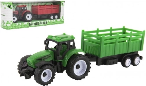 Plasttraktor eemaldatava haagisega 21 cm, vabajooksuga, 2 värvi