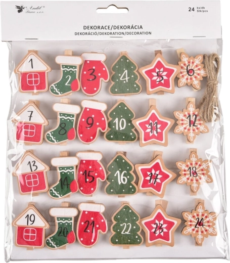 Wooden pegs for an Advent calendar (24 pcs)