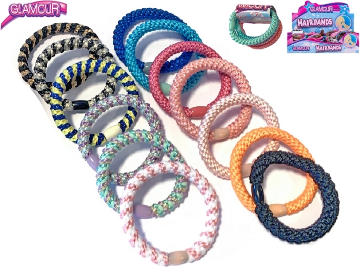 Glamour 2-in-1 bracelet and hair tie – set of 4, assorted colors