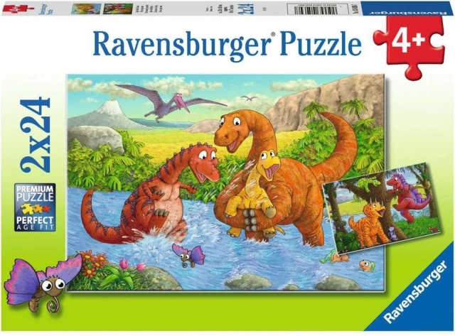 Puzzle RAVENSBURGER mängulised dinosaurused 2×24 tükki